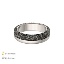 n009 mariage bande noir diamants bijoux platine imprimable brillant gemme or diamant bague mode beauté anneaux engagement 3d print model - Mito3D