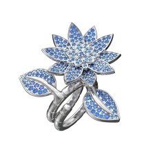 n020 lotus ring jewelry gem printable brilliant diamond luxury gold platinum rings nature 3d print model - Mito3D