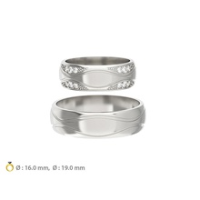 n036 mariage bandes ensemble bande imprimable bijoux gemme brillant diamant or platine anneaux moderne élégant mode 3d print model - Mito3D