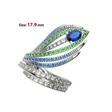 n124 Pfau Feder Ring Mode Natur Eleganz stilvoll modern Diamant Luxus Schmuck Ringe 3d print model - Mito3D