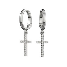 n162 earrings cross diamond jewelry fashion modern stylish printable love 3d print model - Mito3D