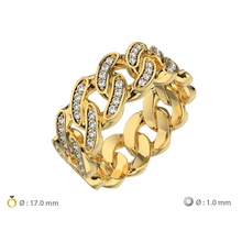 n166 17mm cuban ring t02 chain cuba rope diamond printable braided jewelry fashion stylish rings 3d print model - Mito3D