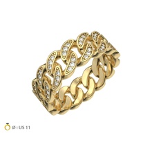 n166 us11 cuban ring t04 chain cuba rope diamond printable braided jewelry fashion stylish rings 3d print model - Mito3D