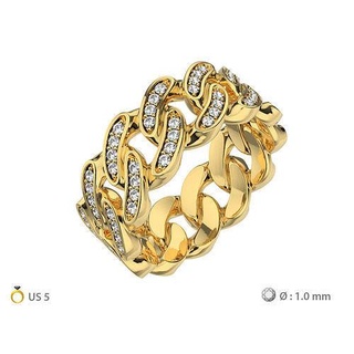 n166 us5 cuban ring t02 chain cuba rope diamond printable braided jewelry fashion stylish rings 3d print model - Mito3D