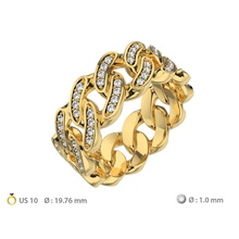 n187 cubano anillo t02 us10 cadena Cuba cuerda diamante imprimible trenzado joyería joya Moda elegante anillos 3d print model - Mito3D