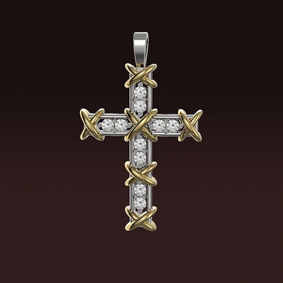 n188 cross symbole traverser pendentif diamant religieux bijoux précieux tiffany pendentifs 3d print model - Mito3D