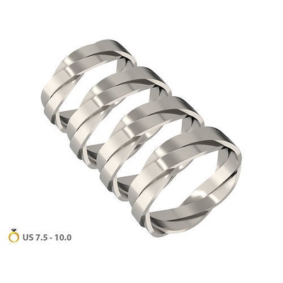 n196 2 tressé mariage bande femme bague corde nœud 6mm large tordu bijoux anneaux 3d print model - Mito3D