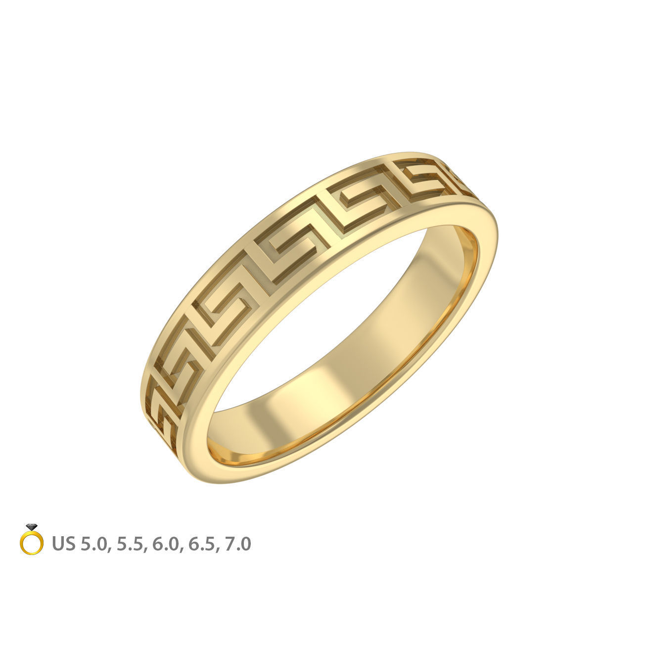 n198-1 greek ornament band ring meander greca wedding us size sizes set jewelry rings 3D print model - Mito3D