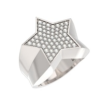 n204 estrella anillo hip hop imprimible joyería joya diamante pavimentar ajuste anillos 3d print model - Mito3D