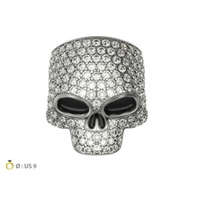 n216 skull ring chino anthrax jewelry usa skullring skeleton bone head pave diamond printable rings 3d print model - Mito3D