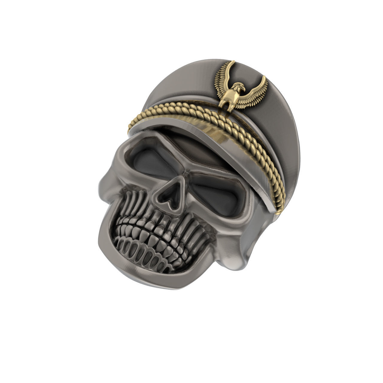 n221 skull ring officer skullring silver biker hipster jewelry rings 3D print model - Mito3D
