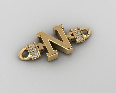 alphabet bracelet 3d modèle bijoux argent diamant bijou mode beauté brillant sterling bracelets 3d print model - Mito3D