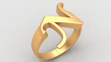 n letra moda oro anillo joyería joya arete alfabeto fuente mujer niña humano imprimible colgante pendiente plata boda compromiso diamante anillos 3d print model - Mito3D