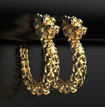 naga drachen ohrringe juwel wild hell silber gold sterling jugend frühling schmuck luxus 3d print model - Mito3D