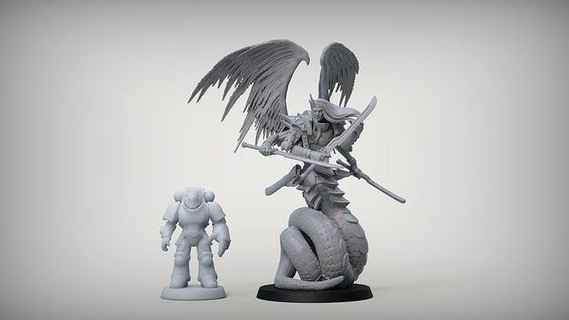 Naga savaşçı iblis yılan prensi Fulgrim oyunlar oyuncaklar yazı tahtası 3d print model - Mito3D