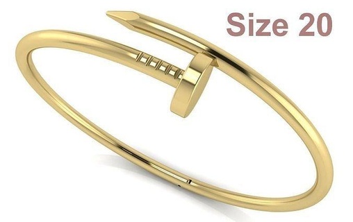 chiodo braccialetto taglia 20 oro platino moda bellezza argento stampabile gioielleria famoso popolare braccialetti splendente lusso romanza classico 3dmodel 3d print model - Mito3D