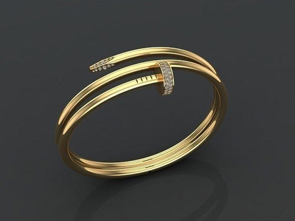 chiodo braccialetto 1 oro gioielleria diamante stampabile famoso brillante moda bellezza orecchino marca gioiello popolare squillare bianca argento gemma braccialetti 3d print model - Mito3D