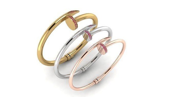 clou bracelet 3mm 4mm 5mm or bijoux argent diamant bijou gemme imprimable bracelets 3d print model - Mito3D