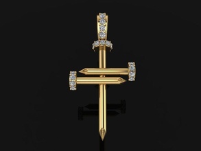 tırnak çapraz elmas kolye orta boyut takı cazibe çerçeve Zincir Tanrı isa din dini Katolik moda trendler nostaljik karıştırmak hiphop kalça atlama 3d print model - Mito3D