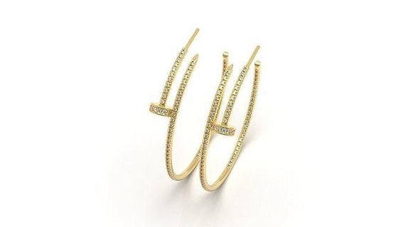 nail earrings nail jewelry printable silver gold jewellery fashion jewel diamond gem brilliant earrings woman pave diamond luxury precious  3d print model - Mito3D