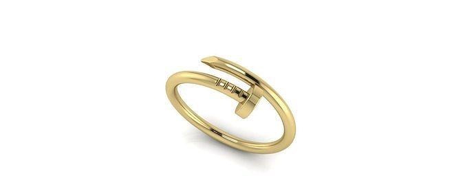 nail ring - diferent sizes gold platinum jewelry silver nails printable rings print ready fashion style 3dmodel 3dwork good classic 3d print model - Mito3D