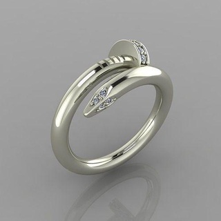 Nagel Ring 3d drucken Modell 53 Diamant Juwel Schmuck Ringe Gold Silber Engagement Hochzeit Mode Weiß brillant engagem Solitär 3d print model - Mito3D