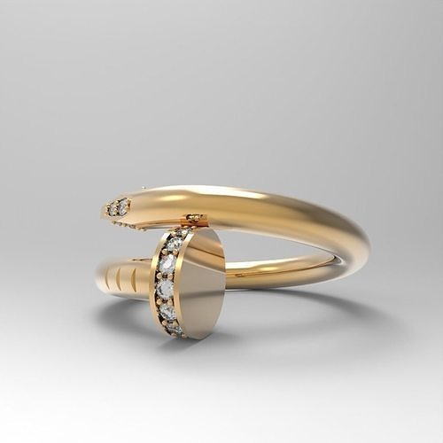 nail ring stones jewelry gold printable ring nail diamond rings  3D print model - Mito3D