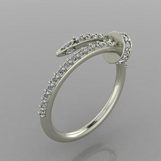 nail ring stones 50 diamond jewel jewellery jewelry rings gold silver engagement wedding fashion white brilliant engagem brillant diamant soliraire 3d print model - Mito3D