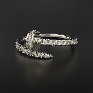 unha anel platina joalheria gema Casamento noivado ouro prata imprimível diamante brilhante argolas 3d print model - Mito3D