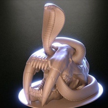 naja cobra serpiente viniendo smilodon toothed tigre cráneo arte naturaleza escultura sable dentado estatua esculturas 3d print model - Mito3D