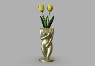 nu femelle vase or stylo titulaire soutien personnage femme humain corps fille crayon 3d impression accueil maison décor articles ménagers 3d print model - Mito3D