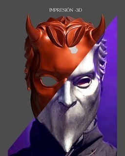 nombre demonio necrófago máscara cara cabeza Arte personaje misterio Víspera Santos anónimo oscuro esculturas 3d print model - Mito3D