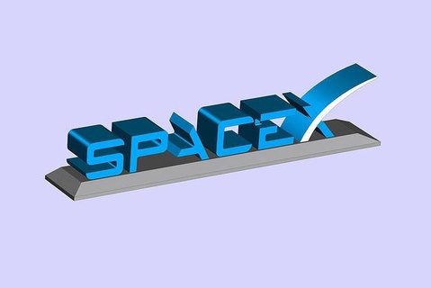 nameplate spacex logo desk tag logotype sign plate label tab symbol table spacelover science gift art signs logos 3d print model - Mito3D