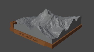 Nanda Devi dağ manzara yanardağ arazi çevre doğa fotogrametri yükseklik dem Bilim 3d print model - Mito3D