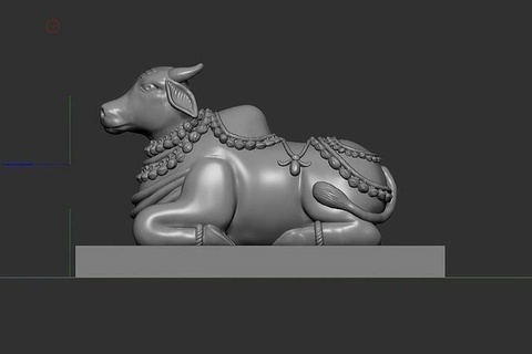 nandi ji touro escultura indiano estátua oeste arte esculturas shiva Deus hindu vaca animal animais Krishna fundida decoração arquitetônico 3d print model - Mito3D