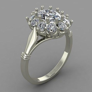 Neapel runden Schnitt Engagement Ring 40 Diamant Juwel Schmuck Ringe Gold Silber Hochzeit Mode Weiß brillant engagem Solitär 3d print model - Mito3D