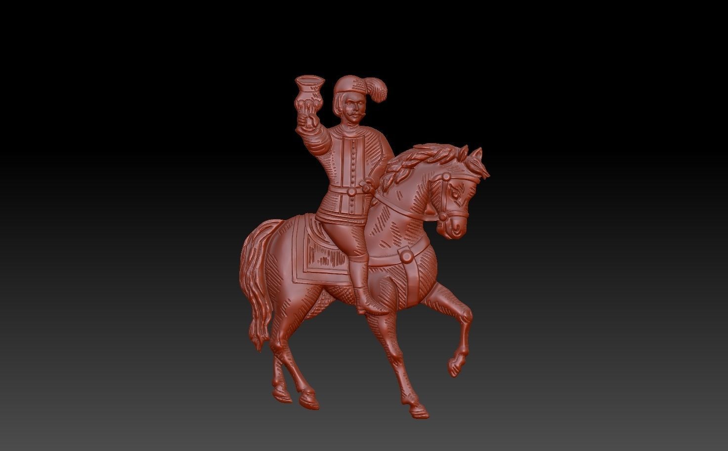 napoletane knight riding horse carte da gioco playing card 3d printable renaissance art coins badges 3D print model - Mito3D