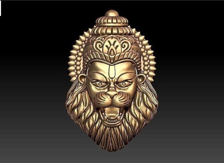 narasimha pendente narashma narasingha bhagavan dev medalhão ouro prata joalheria pingentes 3d print model - Mito3D