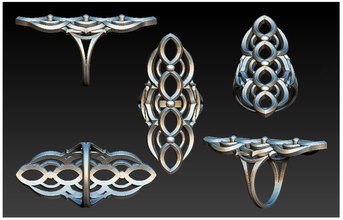 narcificato intagliare squillare diamante agitarsi incidere gioielleria oro argento moderno stencil anelli 3d print model - Mito3D