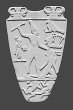narmer palette art sculpture ancient symbol shape statue egypt coins badges 3d print model - Mito3D