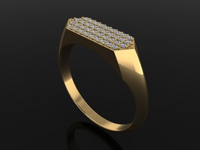 eng Bar Hexagon Diamant Cluster Band Signet Ring mischen Größe Schmuck verhexen 3d print model - Mito3D