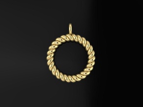 narrow rope twist pendant mid size 18mm length jewelry necklace charm frame mix fashion trend women female antique accessories minimalist pendants 3d print model - Mito3D