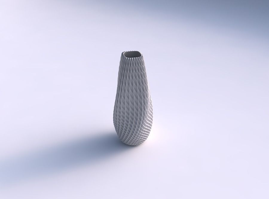 narrow top vase helix bent extruded pattern house decor 3D print model - Mito3D