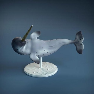 narwal 3d impression animal marin baleine poisson compagnon créature klaxon réaliste sculpture faune jouet figurine mer océan nature art sculptures 3d print model - Mito3D