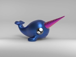 narwhal toy horn whale dolphin toothed tusk narwhale helical ocean marine spiral animal artic beluga sea mammal porpoise nature twisted orca cartoon games toys 3d print model - Mito3D