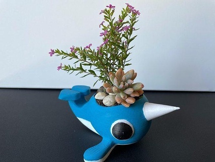 Narwal Pflanzer Natur Blume Kunst Flora Skulptur Pflanze Deko Wal Design 3dprint Haus Dekor 3d print model - Mito3D