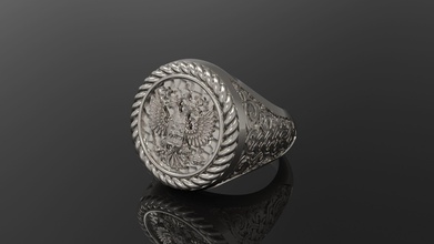 emblema nazionale della russia impianti pack oro gioiello i gioielli stampabile anello argento simbolo cad di fidanzamento matrimonio brillante uomini uomo anelli 3d print model - Mito3D