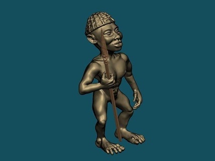 nativo africano guerriero maschio 3d modello cnc router scolpito uomo Africa figurina stilizzato legna intaglio statua arredamento safari amazon lancia tribù nero umano tribale arte sculture 3d print model - Mito3D