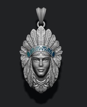 native american indian girl pendant wildwest aboriginal america head hunt indians jewellery jewelry male men nature obj plains ritual tribe necklace women woman pendants 3d print model - Mito3D
