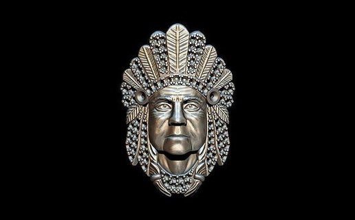 native american indian man pendant indians jewelry pendants america printable jewelery wask masonic gold design print 3d print model - Mito3D